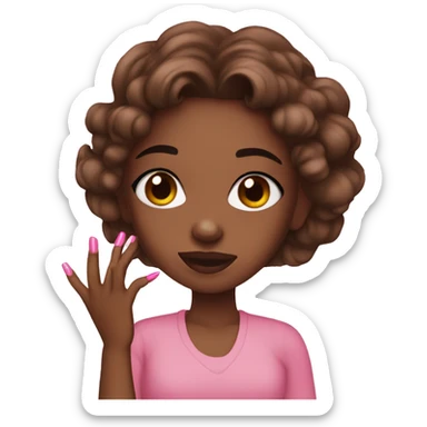 Pink nails brown girl sticker