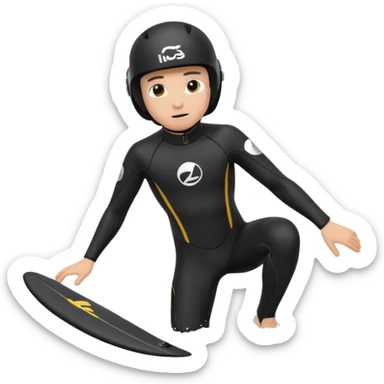 Kitermanc traje neopreno negro y casco negro, haciendo un down loop sticker