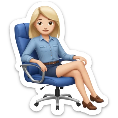 girl that is moving in their chair of work but its not disable just lazy  sticker