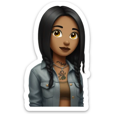 girl with black hair tattoos and she's creative sticker