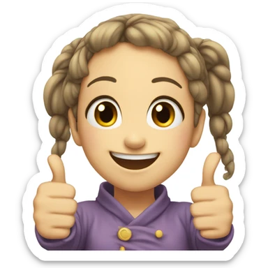 Overjoyed little anime girl showing a thumbs up and winking sticker