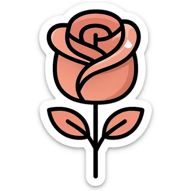 rose gold rose, stylized icon, minimal details, soft shine sticker