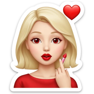 face with heart-shaped lips blowing a kiss sticker
