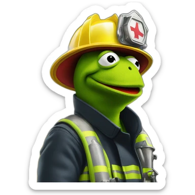 kermit frog as firefighter sticker
