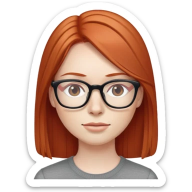 Red head long straight hair pale skin wearing glasses sticker