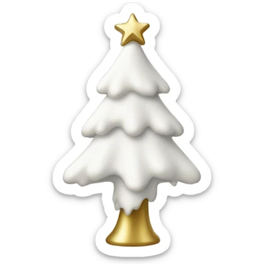 snow christmas tree with white and gold decorations sticker