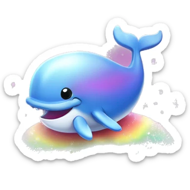 Kawaii rainbow pastel bedazzled whale with big butt in an under the sea snow globe  sticker