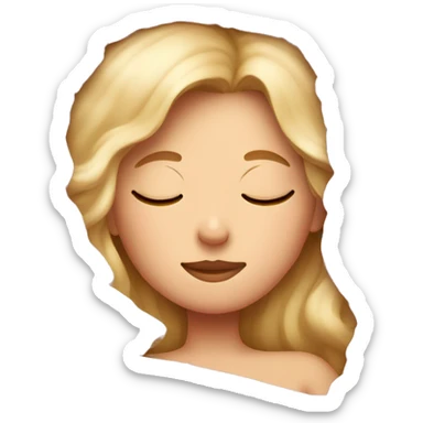 blonde girl sleeping in pink sheets sticker