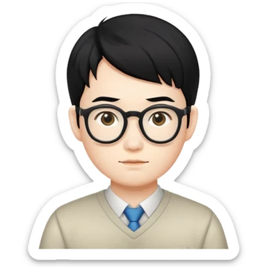 asian nerd with black hair  sticker