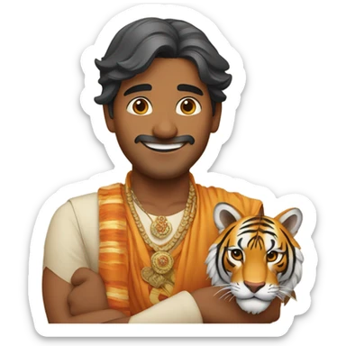 Indian man hugging tiger sticker