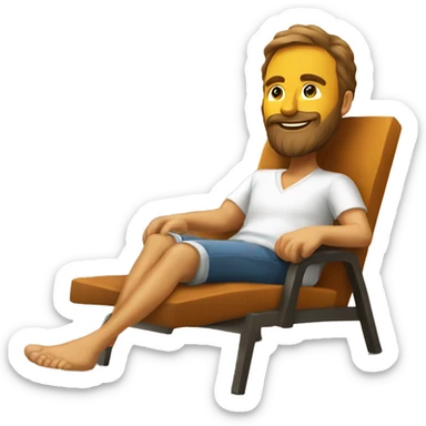 Sunbathed man with beard is working in furniture company  sticker