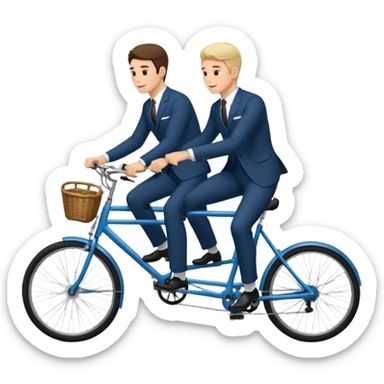 Two handsome men in suits riding a tandem bike sticker