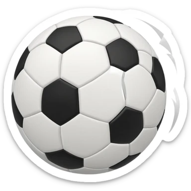 512x512 Apple-style emoji of a normal, perfectly round soccer ball with classic black and white panels. The ball is slightly in motion with a very subtle wind effect: a small, soft curved wind trail on the side, minimal and light, inspired by the wind emoji.  sticker
