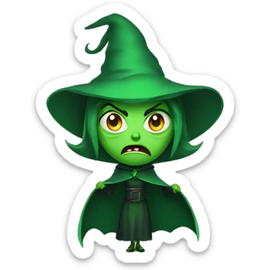 green angry evil witch sticker