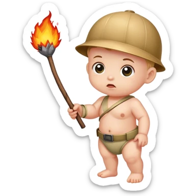 Baby holding a stick of dynamite sticker