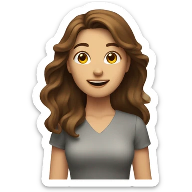 woman with brown hair waving from side of page sticker