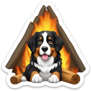 bernese mountain dog camper and wood-fire sticker