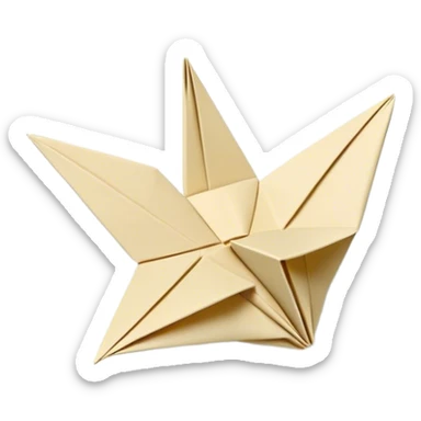 Cinematic Realistic depiction of an elegant origami creation, rendered with delicate paper textures and intricate folds, set on a minimalist background with soft, diffuse lighting that accentuates its artistic precision sticker