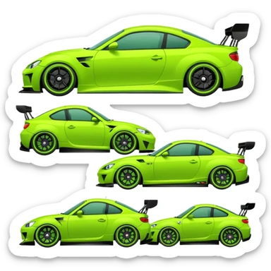 Emoji pack for R2 motorsport company, drift builds, motorsport parts, lime theme, just text on image sticker