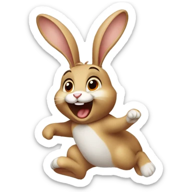 Cute rabbit being so happy and jumping sticker