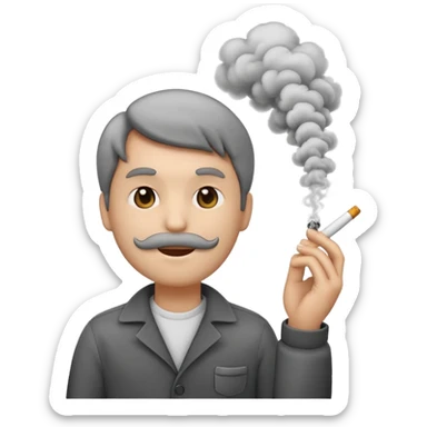 emoji holding a cigarette in his hand with smoke going up sticker