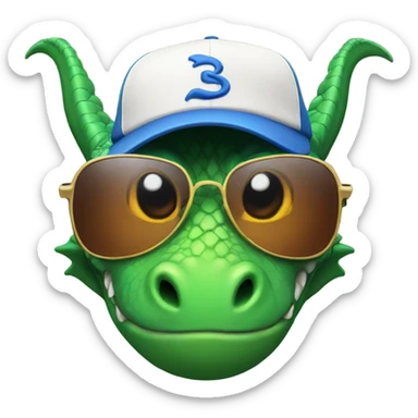 Dragon, sunglasses, baseball cap backwards sticker