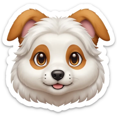 White dog with brown eyes and some long white body and white ears with brown spots curved on the sides sticker