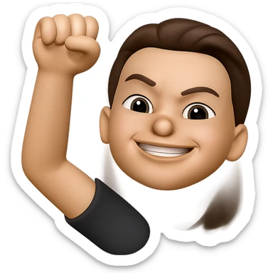 make her look like she just accomplished something great, with a proud or triumphant expression and gesture, keep the same style sticker