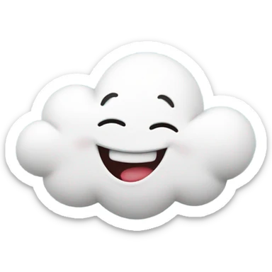 dancing white cloud emoji. cheerful. isolated cutout. sticker