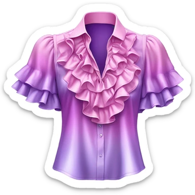 Realistic isolated  view of metallic pink color and pastel purple ombre  ruffle blouse.  sticker