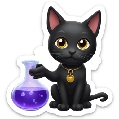 Black cat making a potion sticker