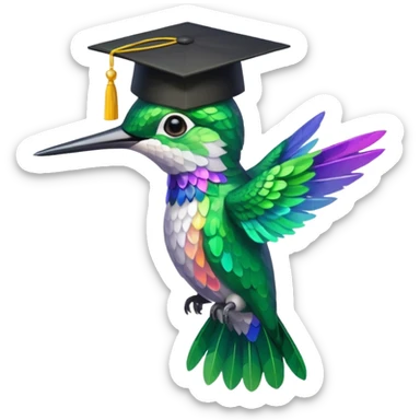 Un colibri con birrete de graduación  sticker