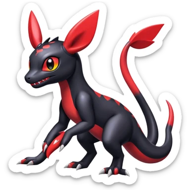 Cute Shiny Guilmon-Salandit-Umbreon-Fakémon-hybrid-creature (full body)  sticker