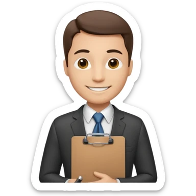 Manager + clipboard + tie, Cafe staff. sticker