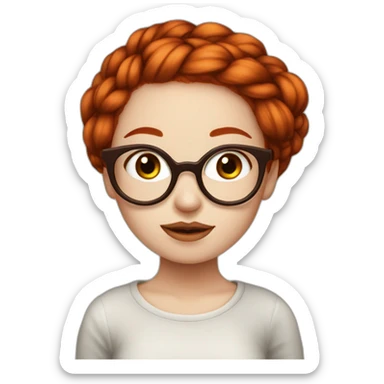 Redhead emo Artist painter girl with a braid and very large round glasses sticker
