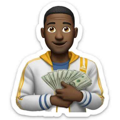 A man dressed with adidas clothes holding money  sticker