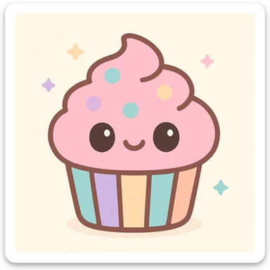 simple and cute cupcake with pink icing sticker