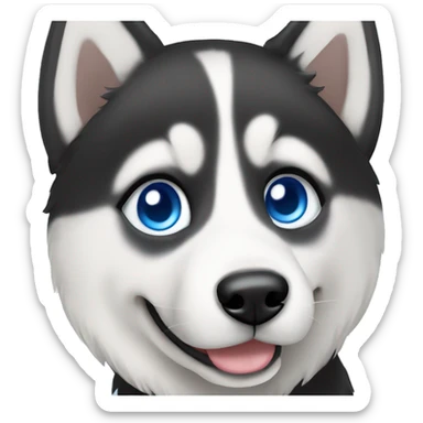 Black and white Siberian husky with blue eyes sticker