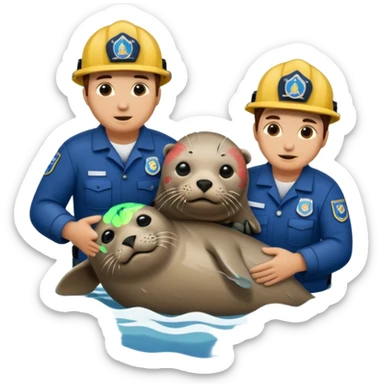 National Oceanic and Atmospheric Administration rescue workers rescue a seal multiple workers sticker