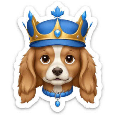 Dog king charles with blue jays hat on sticker