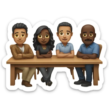 6 people sitting either side of a table sticker