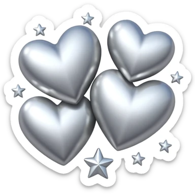 Silver hearts and stars sticker