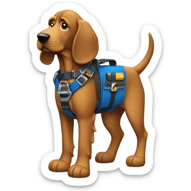 blue bloodhound with a tool belt. sticker