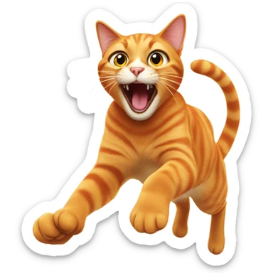 Orange cat jumping sticker