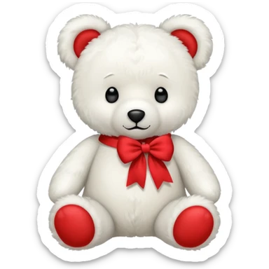 Oso de peluche blanco Adorable con un lazo  sticker