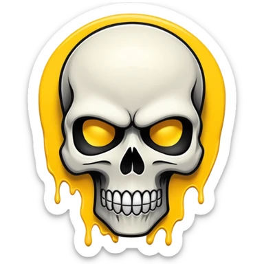 smooth black skull with graffiti brand logos, front view sticker