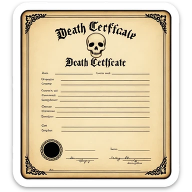 death certificate sticker