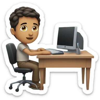 Working at my desk remotely from home Hispanic male very short hair sticker