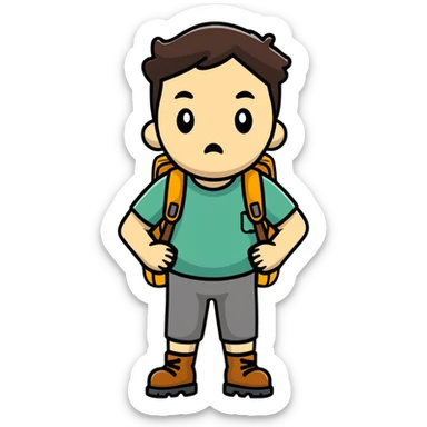 lost hiker with confused expression sticker