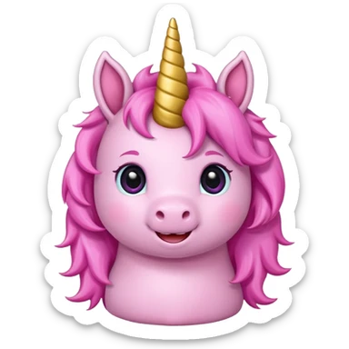 Cute happy Cartoon style pink baby unicorn 
 sticker